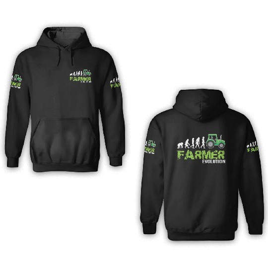 Evolution Of A Farmer Funny Tractor Farming 3D Hoodies