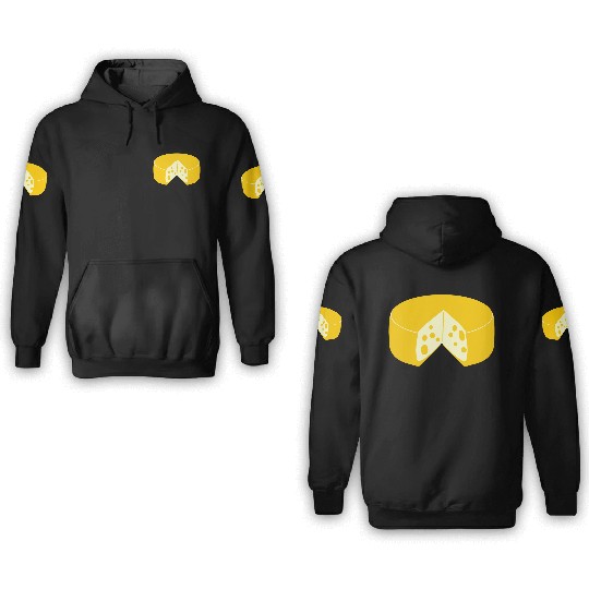 Cheese golden yellow with point cut out front view 3D Hoodies