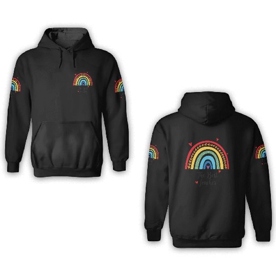 The Best Teacher rainbow Gift Heart 3D Hoodies