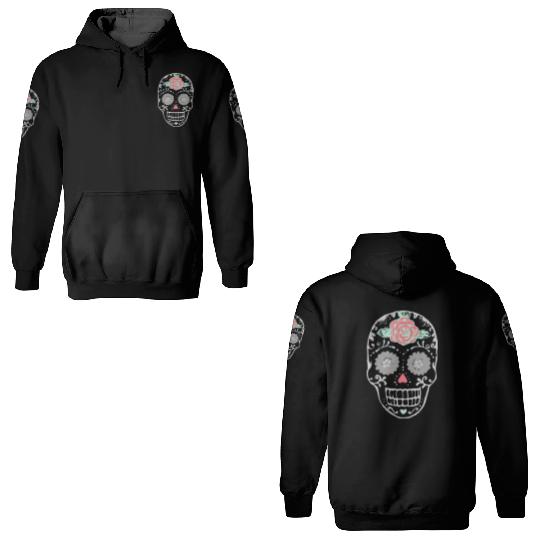 Sugar Skull With Red Rose On Forehead 3D Hoodies