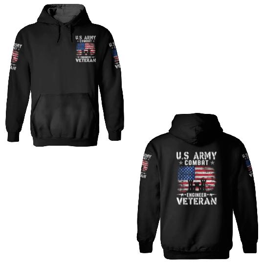 US Army Combat Engineer Veteran 3D Hoodies