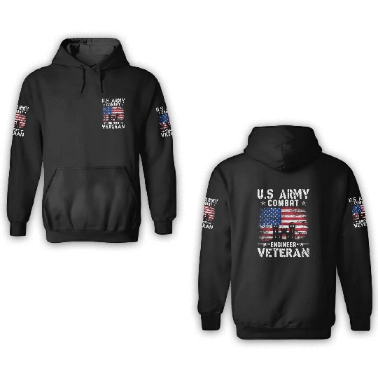 US Army Combat Engineer Veteran 3D Hoodies