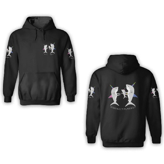 Shark Unicorn Embrace Differences 3D Hoodies