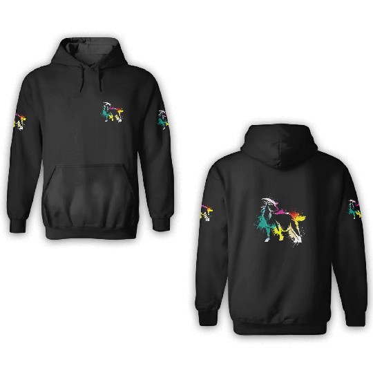 Colerfull Splash Art Farm animals Goat 3D Hoodies