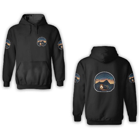 Camper Sitting By A Campfire 3D Hoodies