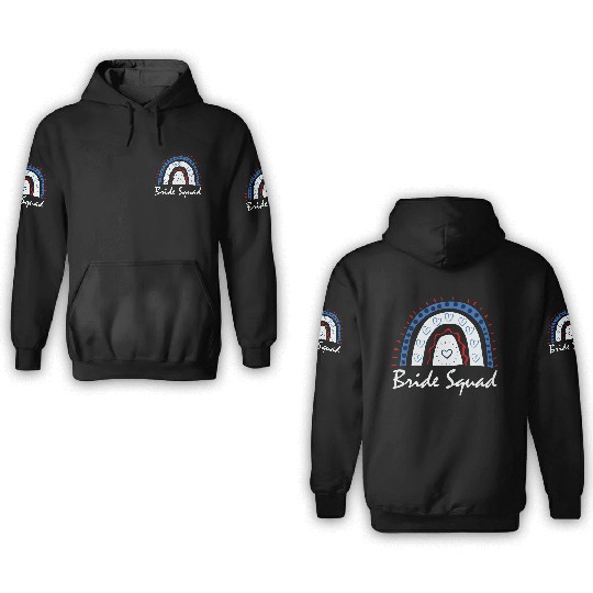 Bride Squad Matching Bachelorette Wedding Rainbow 3D Hoodies