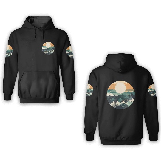 Hokusai Japanese Art Inspired Patterned Ocean 3D Hoodies
