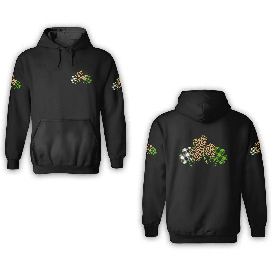 St Patricks Day Leopard Print Plaid Shamrock 3D Hoodies