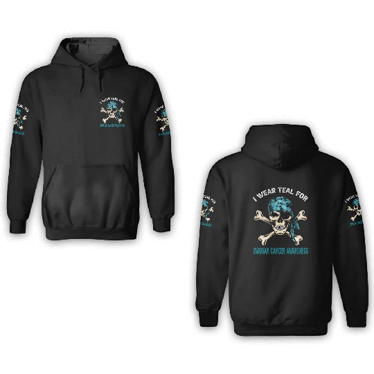 I Wear Teal For Ovarian Cancer Awreness Pirate 3D Hoodies