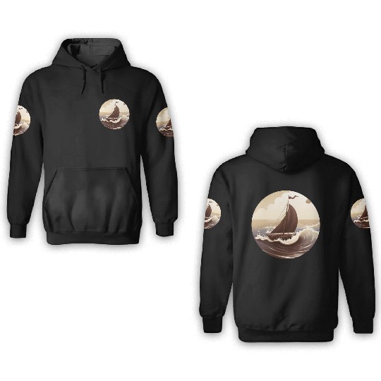 Chocolate Sailboat at Sunset 3D Hoodies