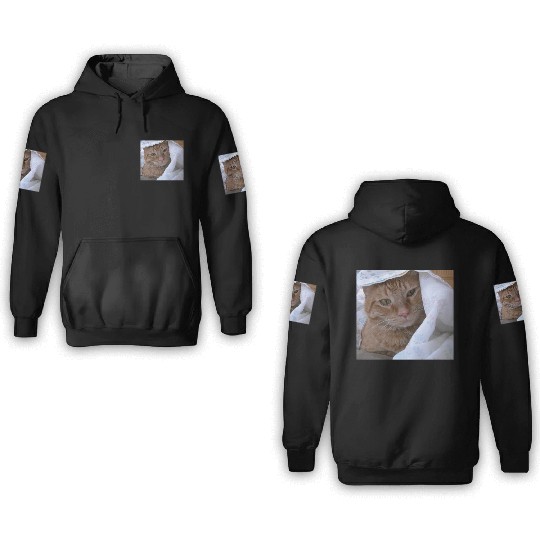 Cozy Orange Tabby Feline Under Blanket 3D Hoodies