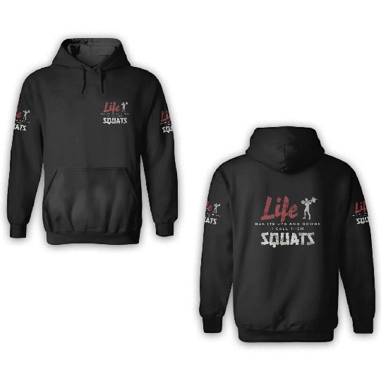 Funny Fitness Gym Workout Weights Squat Men Women 3D Hoodies