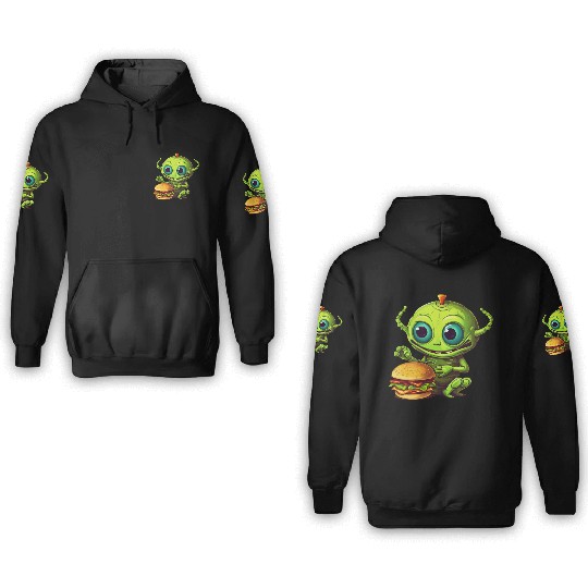 Four-legged Alien: Fast Food Enthusiast 3D Hoodies