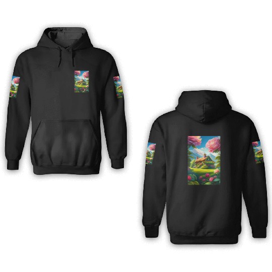 A house in a green garden 3D Hoodies