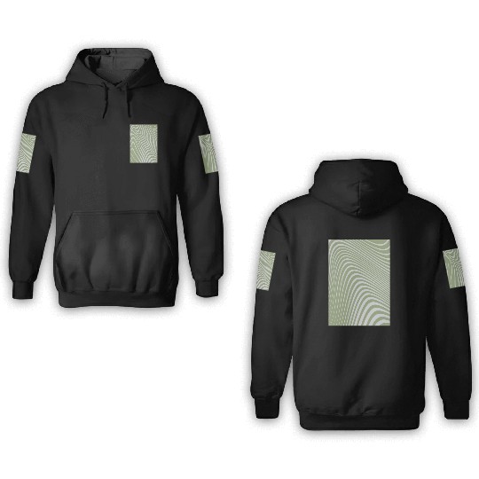 Aesthetic Green - Modern Abstract Wavy Line 3D Hoodies