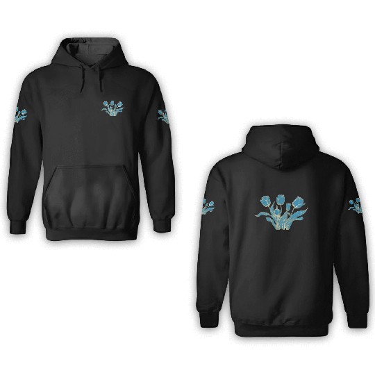 Tulips Blue Florist Flowers Tulip 3D Hoodies