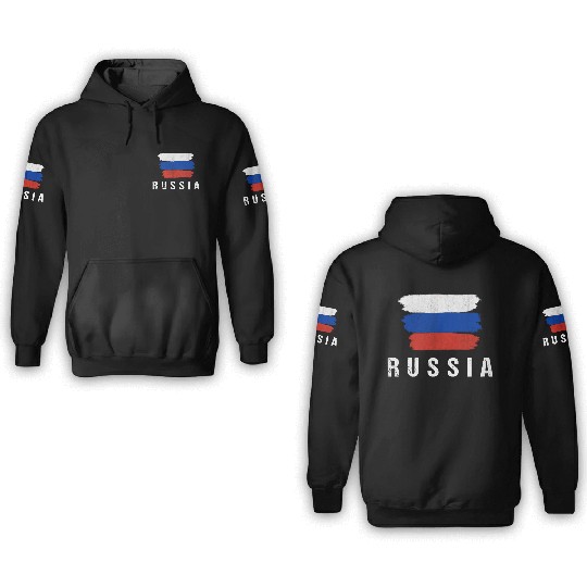 Painted Russia Flag Russian Flag Fan 3D Hoodies