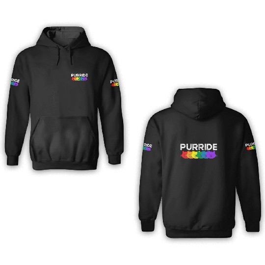 Purride Cat Lover Pride Month Gay Rights Rainbow 3D Hoodies