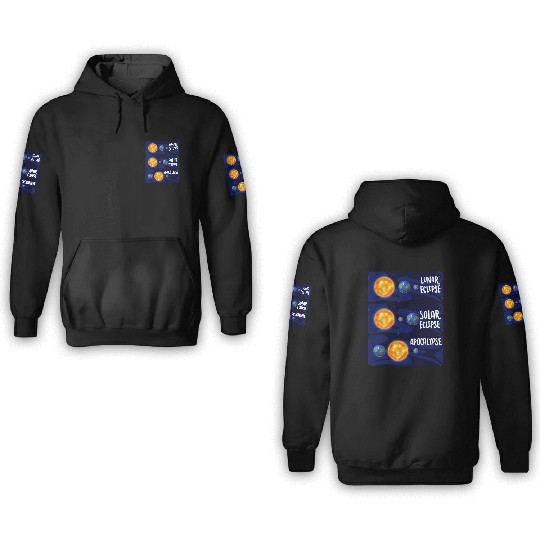 Lunar Eclipse Solar Apocalypse Astrology Science 3D Hoodies