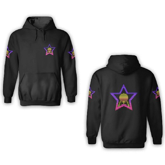 star neon vintage retro style 90s. 3D Hoodies