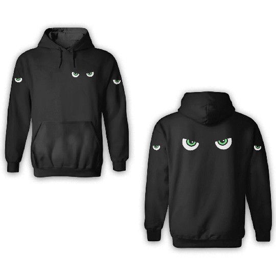 Black Cat Green Eyes | Halloween Cat Lovers Gift 3D Hoodies