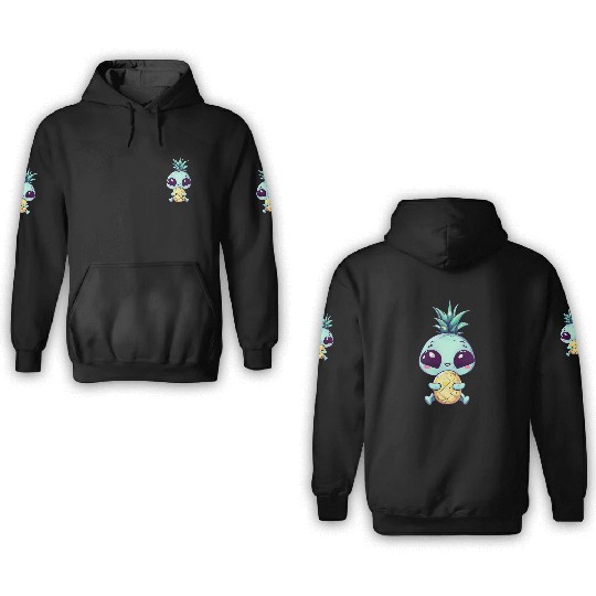 Alien with Pineapple Punk Hairstyle 3D Hoodies