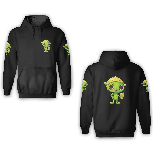 Refreshing Alien Lemonade: Green & Yellow Blend 3D Hoodies
