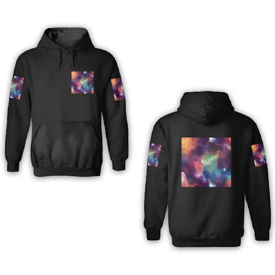 Galaxy nebula abstract design 3D Hoodies