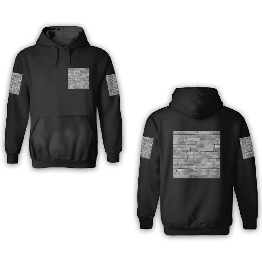 Gray Stone Brick Wall Pattern 3D Hoodies