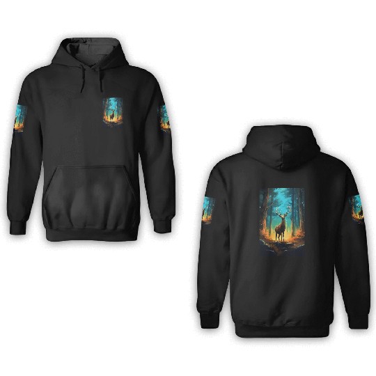 Deer In The Forest Mysterious 3D Hoodies