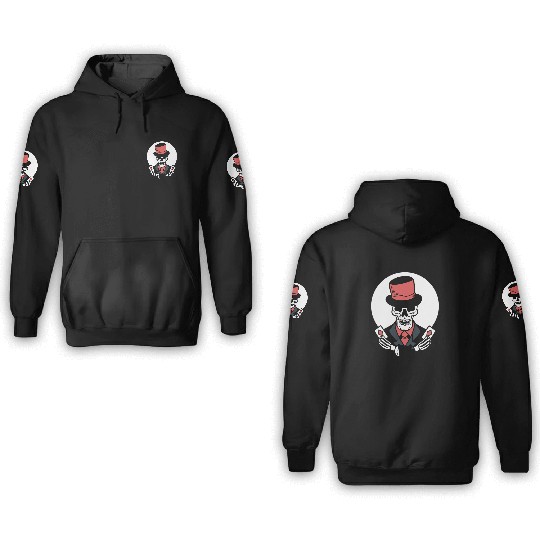 Skeleton Poker Cards Magician 3D Hoodies