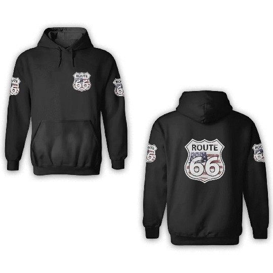 Route 66 - American Flag 3D Hoodies