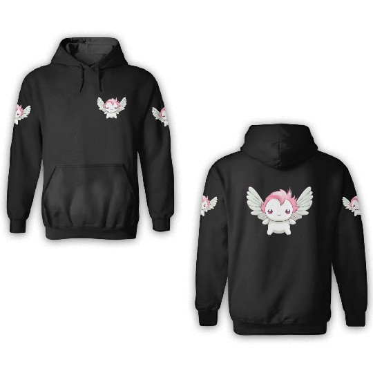 Sweet Axolotl with Angel Wings: Heavenly Design 3D Hoodies