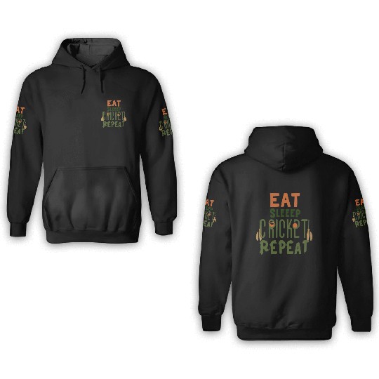 Eat Sleep Cricket Repeat: The Cricket Lover's 3D Hoodies