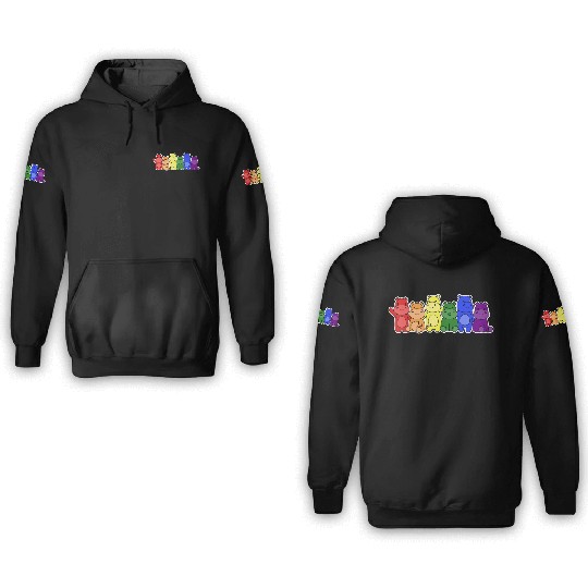 LGBT+ Flag Hippo Design for proud LGBT+ People 3D Hoodies