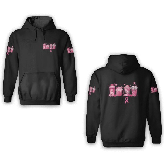 breast cancer coffee support squad 3D Hoodies