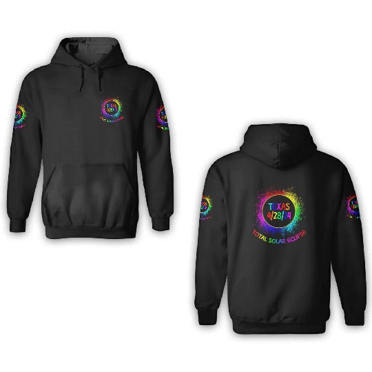 Total Solar Eclipse Texas 4/28/24 Kids Eclipse 3D Hoodies