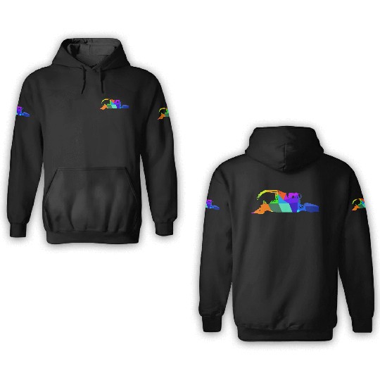 Colorful rainbow snow groomer snow vehicles 3D Hoodies