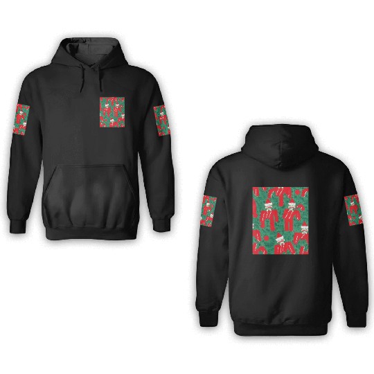 Ugly Red Santa Claus Candy Cane Pattern 3D Hoodies
