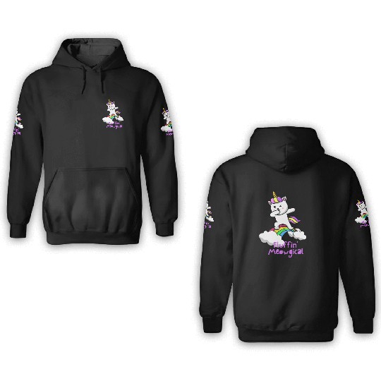 Fluffin' Meowgical, unicorn cat 3D Hoodies