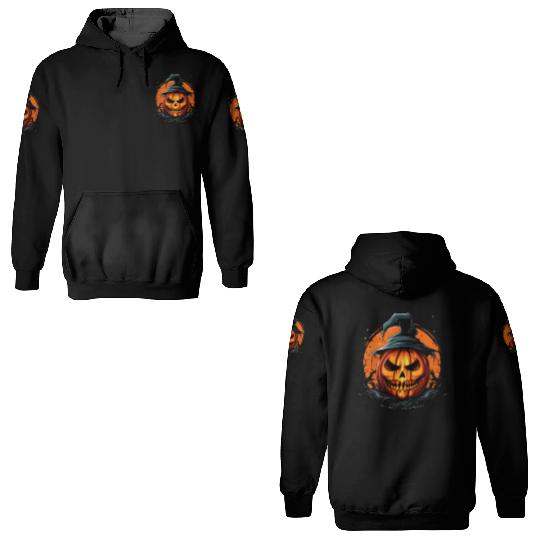 Halloween Magic Spooky Pumpkin With Bat 3D Hoodies