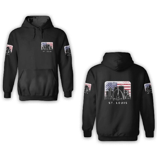 St. Louis Missouri American Flag Vintage 3D Hoodies