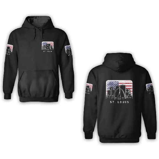 St. Louis Missouri American Flag Vintage 3D Hoodies