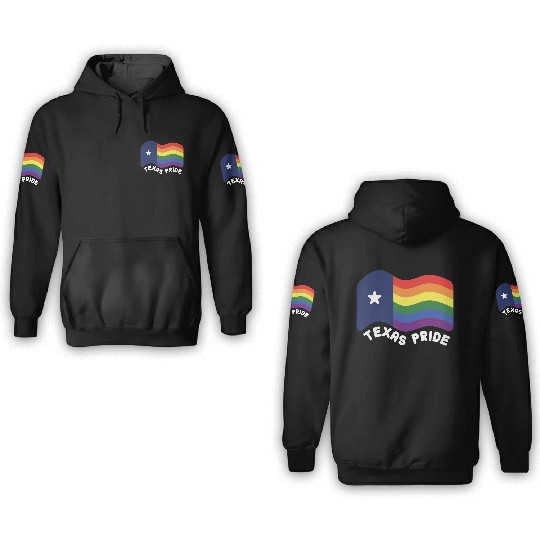 Rainbow Texas Flag Design for proud LGBT+ Texan 3D Hoodies