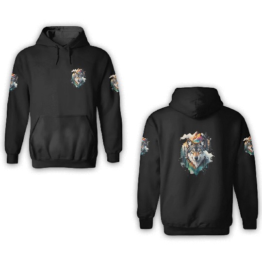 Majestic Mountain Wolf Nature Inspired Artwork 3D Hoodies