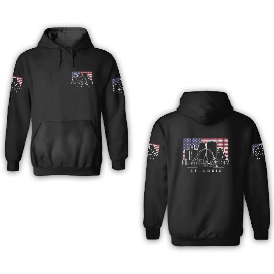 St. Louis Missouri American Flag 3D Hoodies