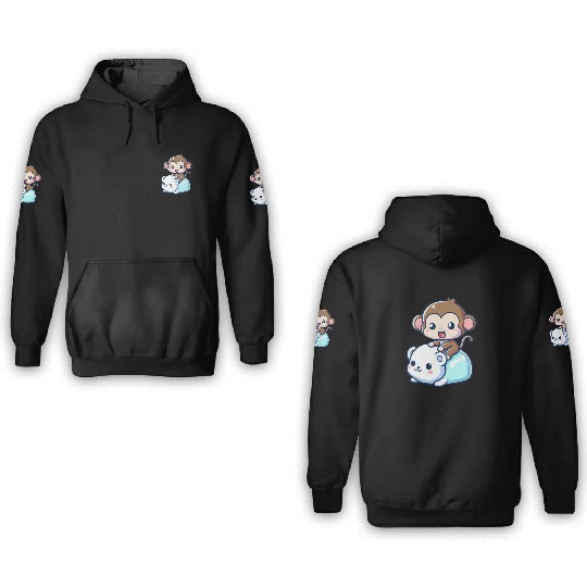 Polar Bear Cute Monkey Companion 3D Hoodies