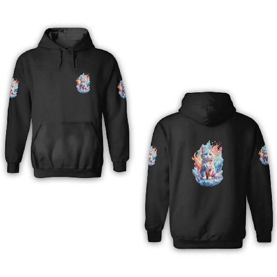 Cute Crystal Fantasy Cat Design 3D Hoodies