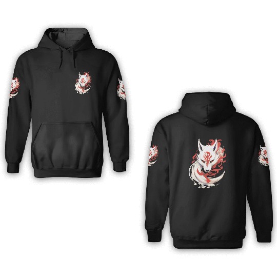 Japan Anime Kitsune Maske Kumiho Fox Samurai 3D Hoodies