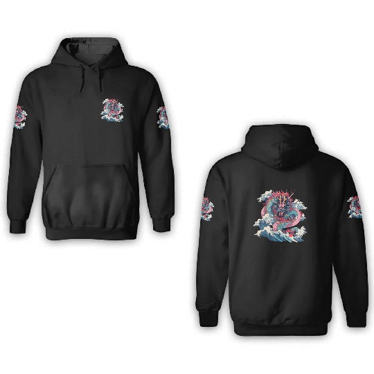 Tokyo Asia 80s Japanese Retro Dragon Dragon 3D Hoodies